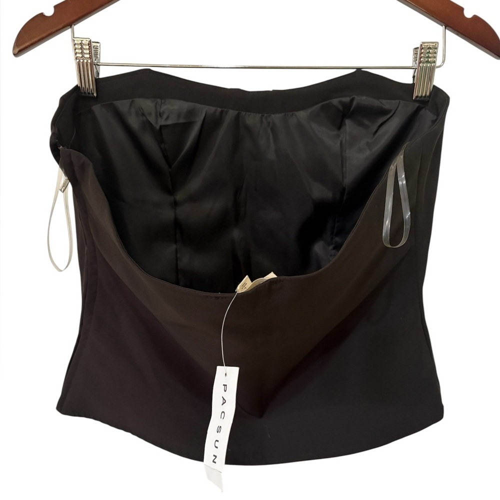 PacSun Black Corset Strapless Top Size L Structured Bustier Chic - Picture 2 of 8